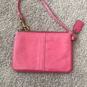 Pink coach wristlet